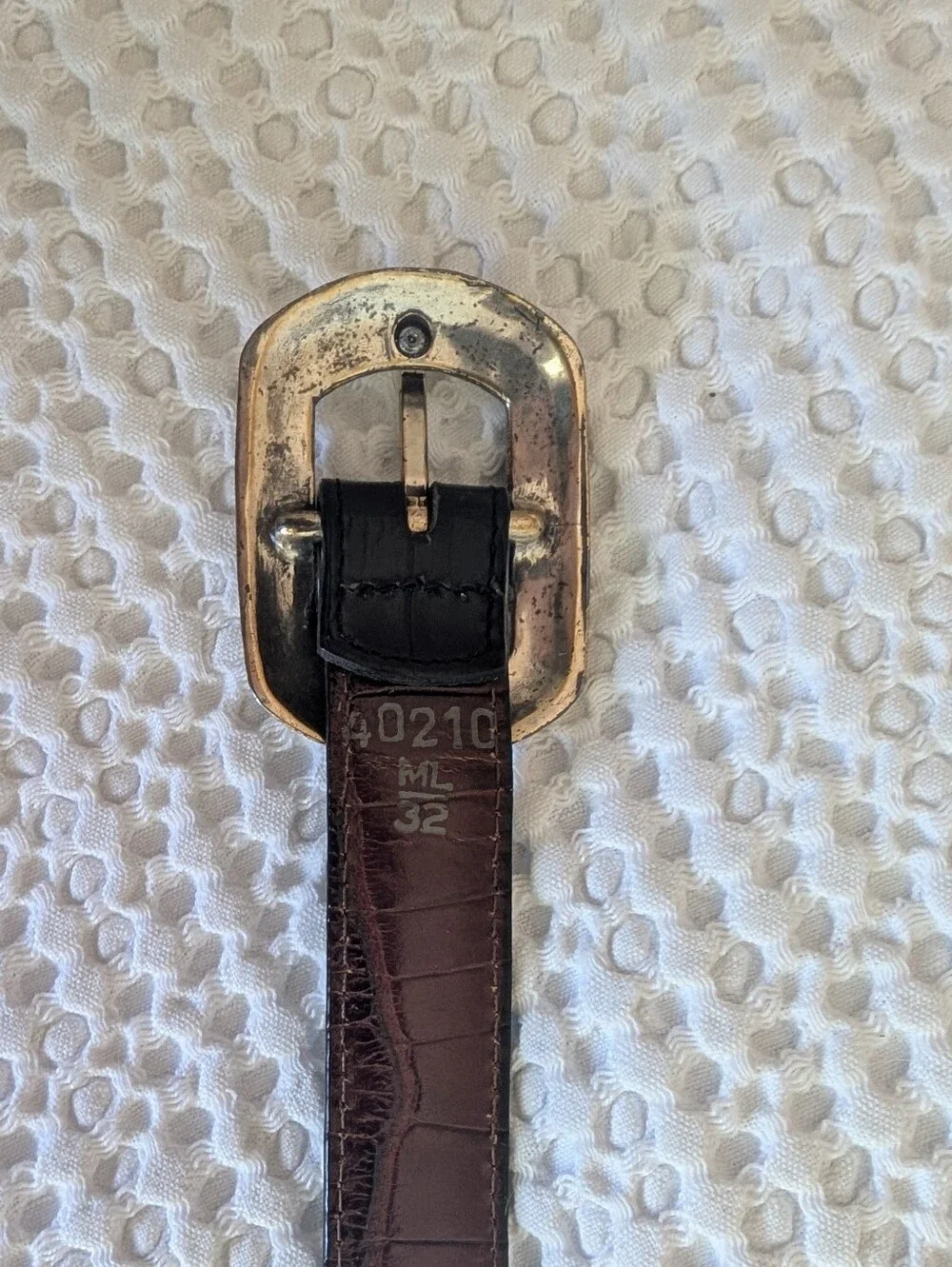 Vintage BRIGHTON Marcus Two Tone Croc Leather Belt Heart Concho 40210 Size 32